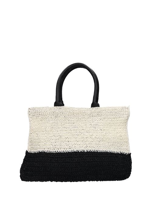 Borsa Saint Tropez in rafia e pelle DE SIENA | 3000OFF WHITE-NERO